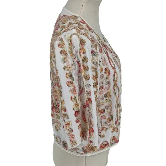 Life Style Petite Womens Embellished Cardigan Jacket Cotton Open Front Petite M - Picture 3 of 8